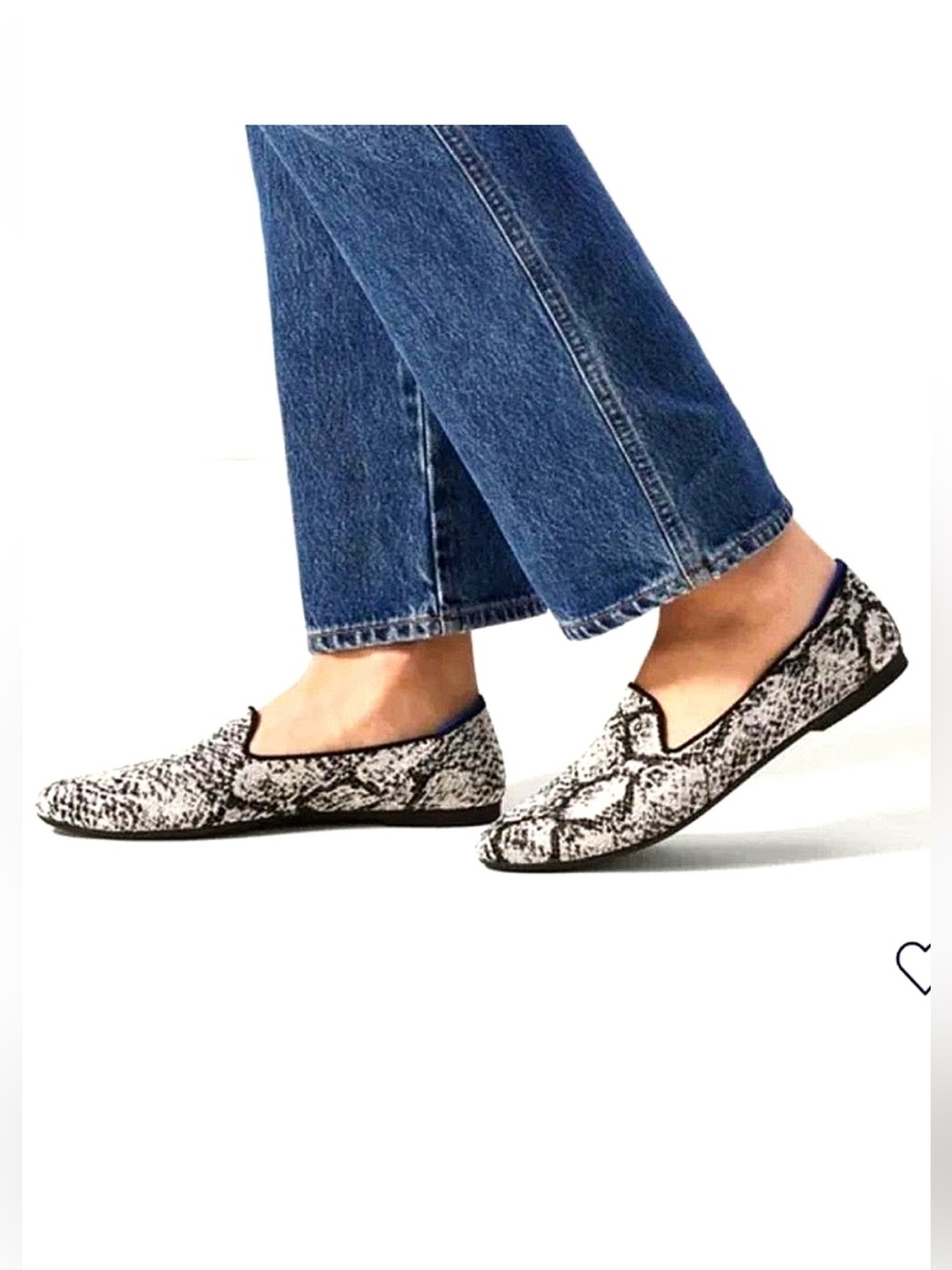 Rothy’s Almond Toe Loafer Animal Python Black White Grey Loafers Flats 5.5